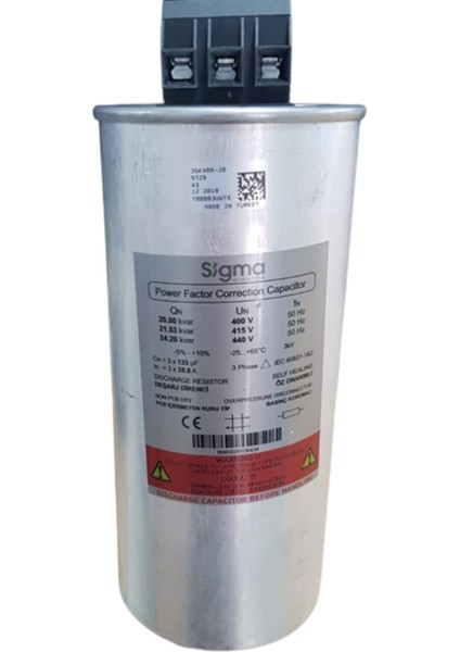 20KVAR/400V Tüp Kondansatör Sigma