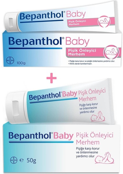 Baby Pişik Önleyici Merhem 100 Gr+Bepanthol Baby Pişik Önleyici Merhem 50 gr