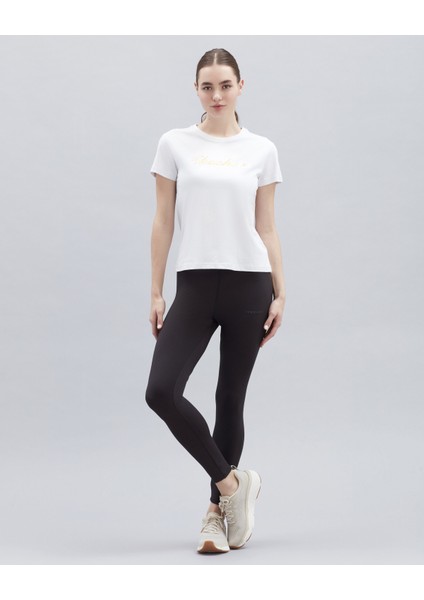 W Graphic Tee Shiny Logo T-Shirt Kadın Off White Tshirt - S221180-102