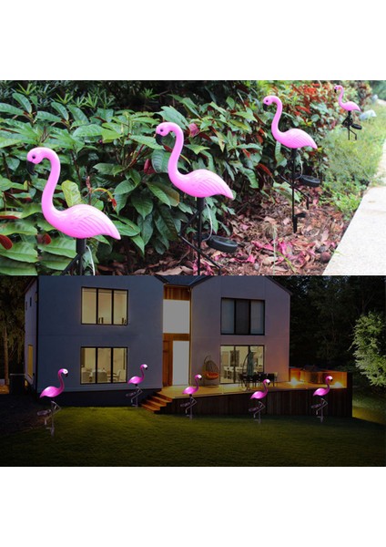 Flamingo Şeklinde Güneş Enerjili Bahçe Dekor Lambası - Pembe (Yurt Dışından)
