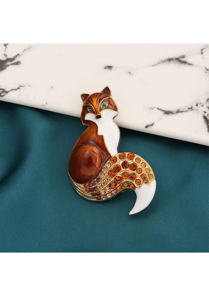 Moda Rhinestone Emaye Tilki Broş Hediye Hayvan Mini Çok Renkli Çocuklar Kahverengi fiyatları