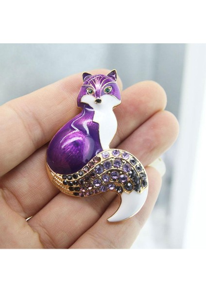 Moda Rhinestone Emaye Tilki Broş Hediye Hayvan Mini Çok Renkli Erkek Turuncu(Yurt Dışından) modelleri