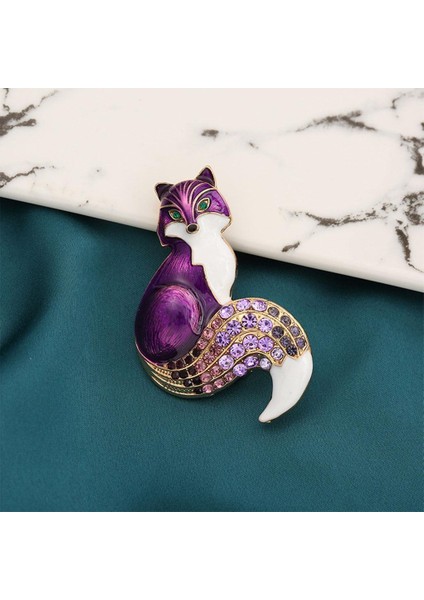 Moda Rhinestone Emaye Tilki Broş Hediye Hayvan Mini Çok Renkli Erkek Turuncu(Yurt Dışından) fırsatları