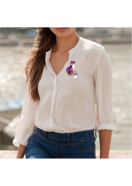 Moda Rhinestone Emaye Tilki Broş Hediye Hayvan Mini Çok Renkli Erkek Turuncu(Yurt Dışından) indirimleri