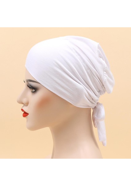 Kemo Kanser Başkanı Eşarp Müslüman Türban Kapaklar Elastik Headwrap Başörtüsü Wrap Düz Beyaz