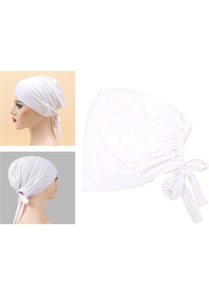 Kemo Kanser Başkanı Eşarp Müslüman Türban Kapaklar Elastik Headwrap Başörtüsü Wrap Düz Beyaz