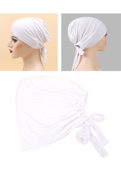 Kemo Kanser Başkanı Eşarp Müslüman Türban Kapaklar Elastik Headwrap Başörtüsü Wrap Düz Beyaz