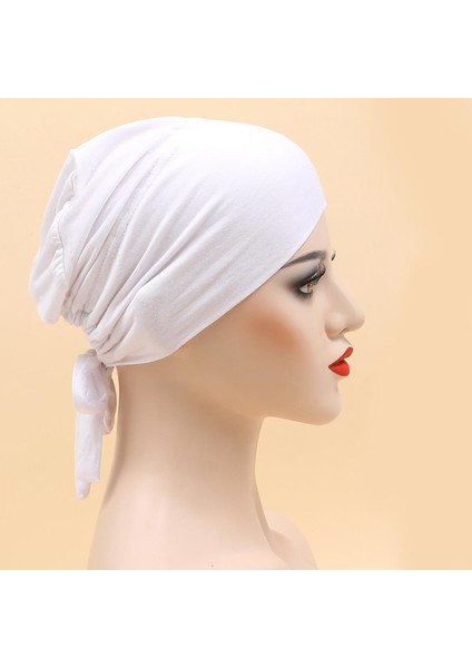 Kemo Kanser Başkanı Eşarp Müslüman Türban Kapaklar Elastik Headwrap Başörtüsü Wrap Düz Beyaz