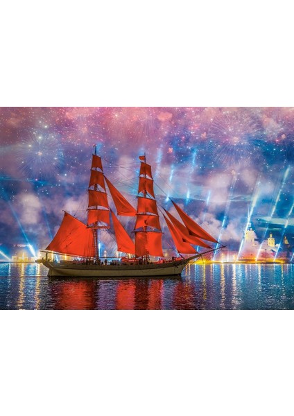 1000 Parça Kırmızı Yelkenli Yapboz