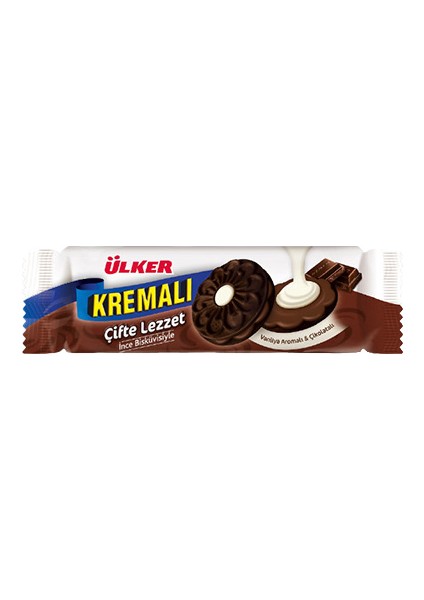 Ülker Kremalı Bisküvi Çifte Lezzet Kakaolu (165 G)