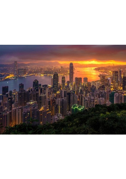 1000 Parça Hong Kong'da Gün Batımı Puzzle