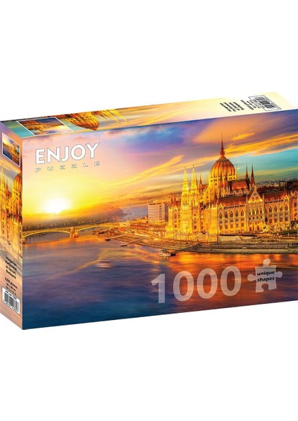 1000 Parça Gün Batımında Macaristan Parlamentosu Puzzle