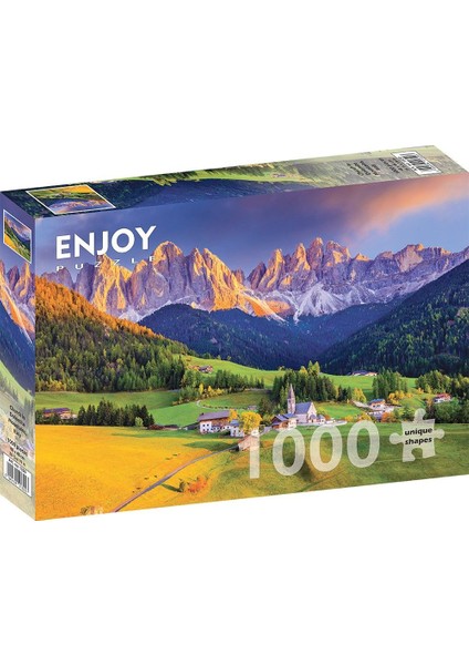 Puzzle 1000 Parça - Italya Dolomit Dağlarında Kilise