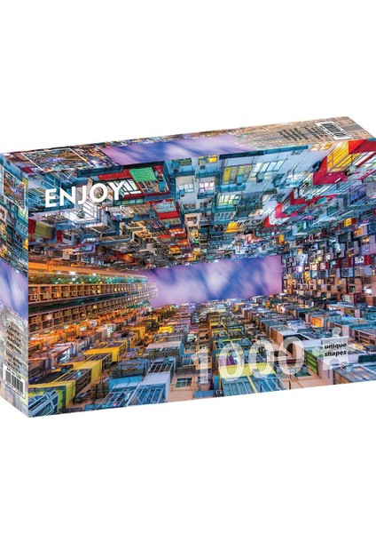 1000 Parça Renkli Apartman - Hong Kong Puzzle
