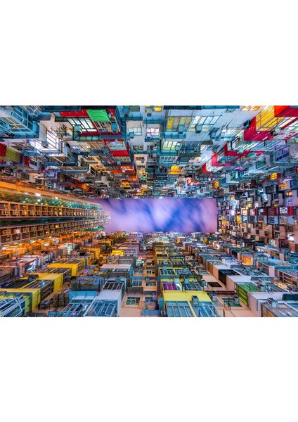 1000 Parça Renkli Apartman - Hong Kong Puzzle