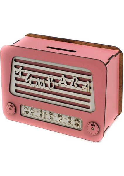 Kumbara Ahşap Nostaljik Kumbara Pembe