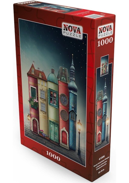 Nova Puzzle Nova 2X1000 Parça Fantastik Evler ve Kitap Sokağı Puzzle Seti