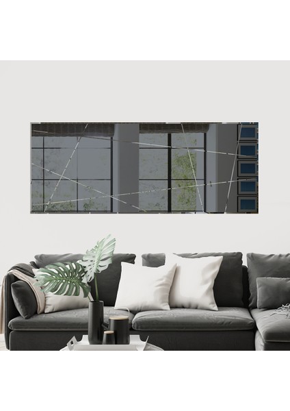 Ayna - Füme Ayna - Tasarım Kanallı Ayna - 130cm x 50cm