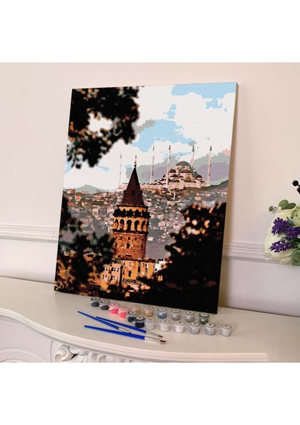 Sayılarla Boyama Seti 40 x 50 cm Tuval Şasesine Gerili Istanbul Güzelleri