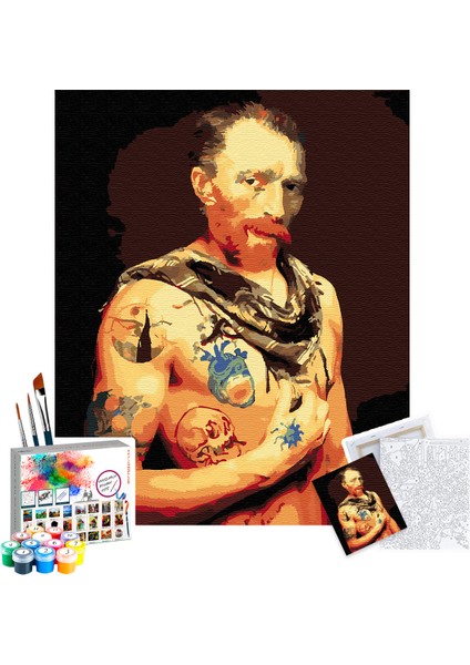 Sayılarla Boyama Seti 40 x 50 cm Tuval Şasesine Gerili Van Gogh'un Yeni Tarzı