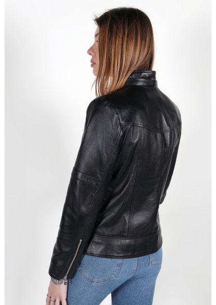 Mina Model Kadın Siyah Hakiki Deri Ceket indirimleri