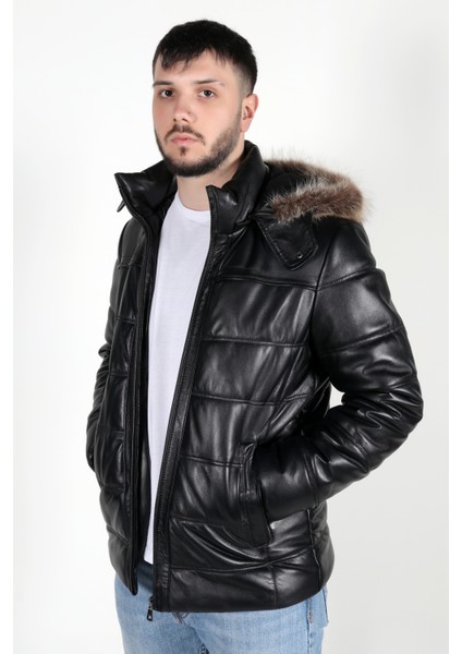 013 Model Erkek Siyah Hakiki Deri Ceket modelleri