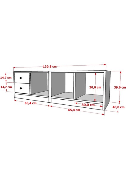 Kitaplikli Çekmeceli Tv Ünitesi Beyaz 130 cm TVT-1001-Ç fırsatları