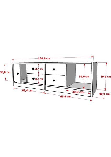 Dolapli Çekmeceli Tv Ünitesi Beyaz 130 cm TVT-1008-Ç indirimleri