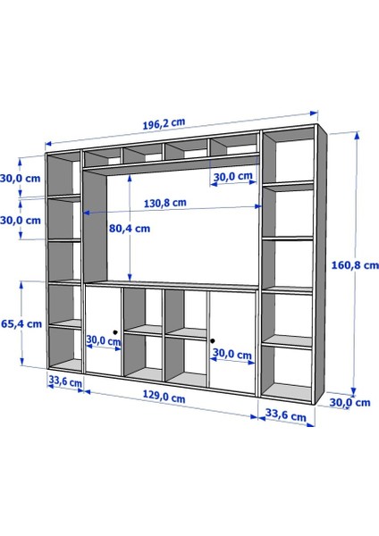 Rafli Kitaplikli Tv Ünitesi Beyaz 197 cm TVT-1117-Ç fırsatları