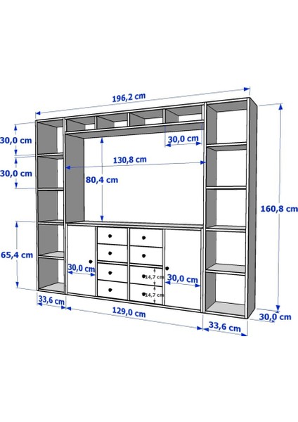 Dolapli Çekmeceli Tv Ünitesi Beyaz 197 cm TVT-1121-Ç indirimleri