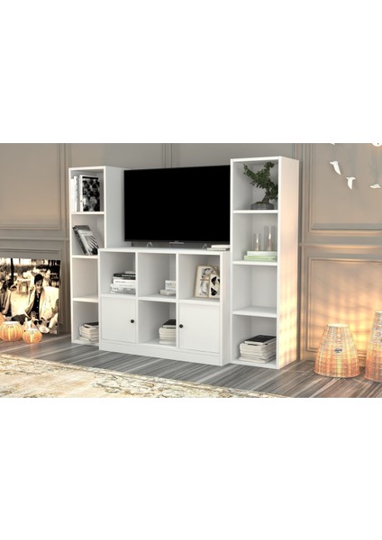 Rafli Kitaplikli Tv Ünitesi Beyaz 165 cm TVT-1122-Ç fiyatları