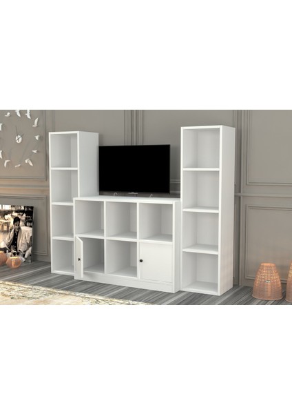 Rafli Kitaplikli Tv Ünitesi Beyaz 165 cm TVT-1122-Ç modelleri