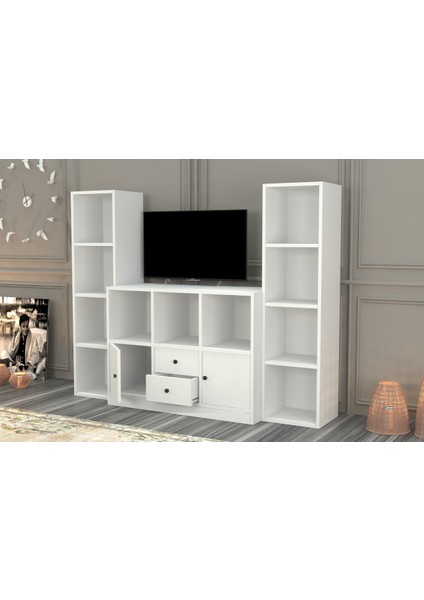 Rafli Çekmeceli Tv Ünitesi Beyaz 165 cm TVT-1123-Ç modelleri