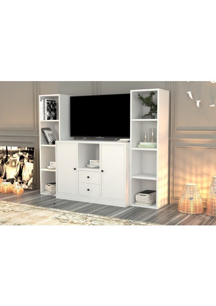 Rafli Çekmeceli Tv Ünitesi Beyaz 165 cm TVT-1128-Ç fiyatları