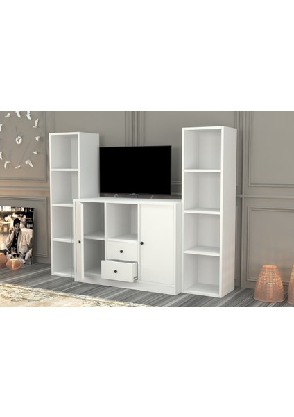 Rafli Çekmeceli Tv Ünitesi Beyaz 165 cm TVT-1128-Ç modelleri