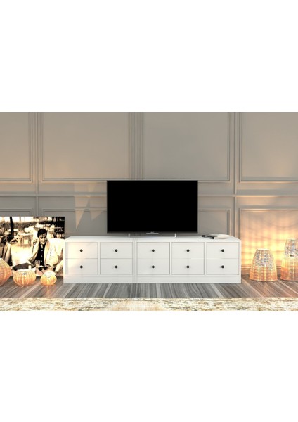 Çekmeceli Tv Ünitesi Beyaz 163 cm TVT-1026-Ç