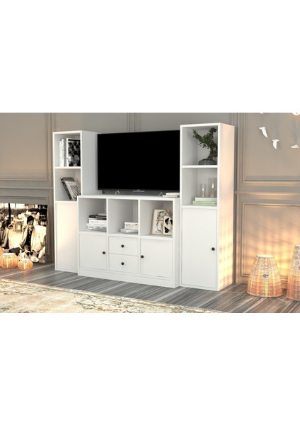 Dolapli Çekmeceli Tv Ünitesi Beyaz 165 cm TVT-1132-Ç fiyatları