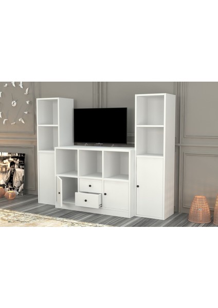 Dolapli Çekmeceli Tv Ünitesi Beyaz 165 cm TVT-1132-Ç modelleri