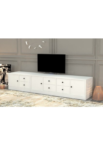 Dolapli Çekmeceli Tv Ünitesi Beyaz 195 cm TVT-1037-Ç fiyatları