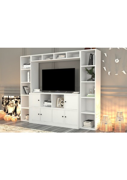 Rafli Kapakli Tv Ünitesi Beyaz 197 cm TVT-1152-Ç fiyatları