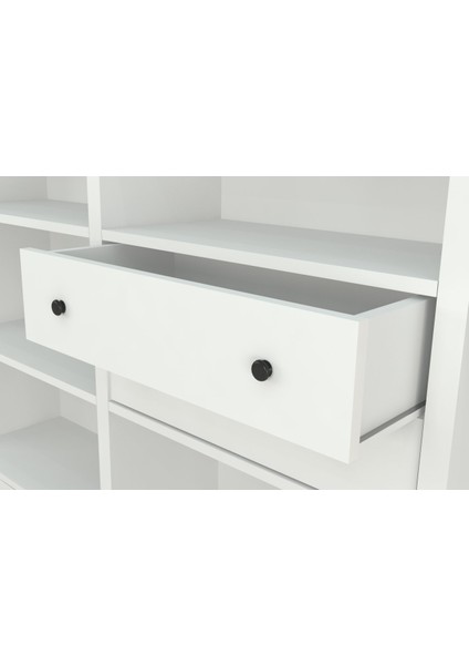 Kitaplikli Büyük Tv Ünitesi Beyaz 300 cm TVT-1062-Ç fırsatları