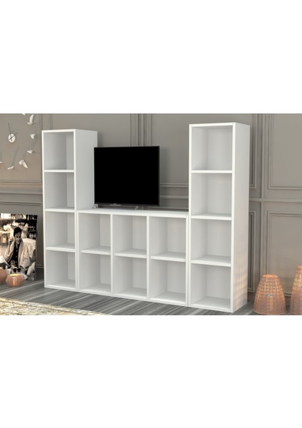 Rafli Kitaplikli Tv Ünitesi Beyaz 165 cm TVT-1065 fiyatları