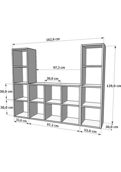 Rafli Kitaplikli Tv Ünitesi Beyaz 165 cm TVT-1065 modelleri