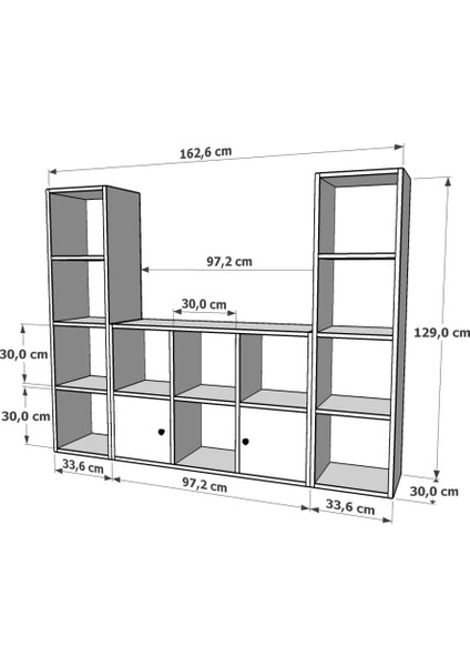 Rafli Kitaplikli Tv Ünitesi Beyaz 165 cm TVT-1066-Ç indirimleri