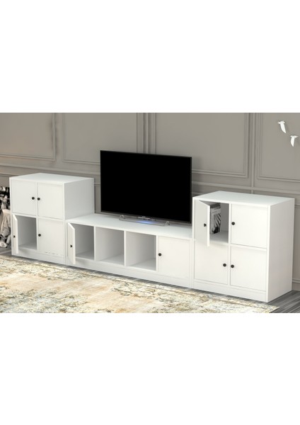 Rafli Kapakli Tv Ünitesi Beyaz 260 cm TVT-1177-Ç fiyatları
