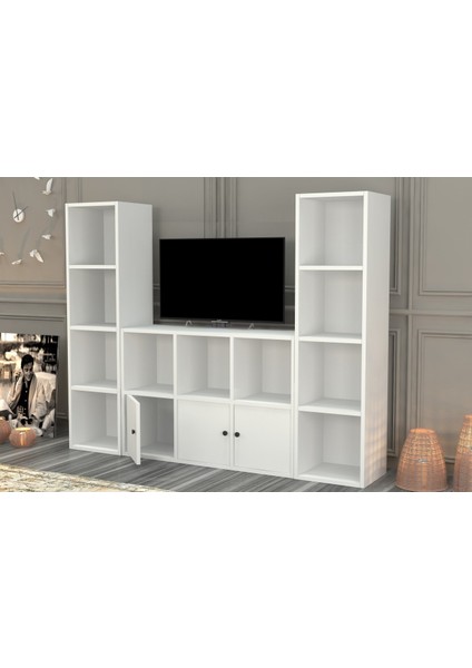 Rafli Kitaplikli Tv Ünitesi Beyaz 165 cm TVT-1068-Ç modelleri