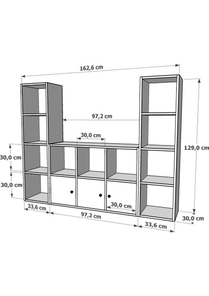 Rafli Kitaplikli Tv Ünitesi Beyaz 165 cm TVT-1068-Ç indirimleri