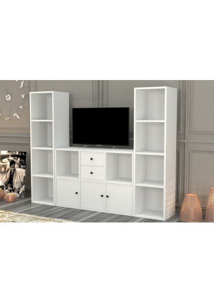 Rafli Çekmeceli Tv Ünitesi Beyaz 165 cm TVT-1069-Ç fiyatları