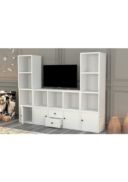 Rafli Çekmeceli Tv Ünitesi Beyaz 165 cm TVT-1075-Ç modelleri