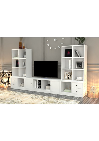 Rafli Çekmeceli Tv Ünitesi Beyaz 260 cm TVT-1190-Ç fiyatları